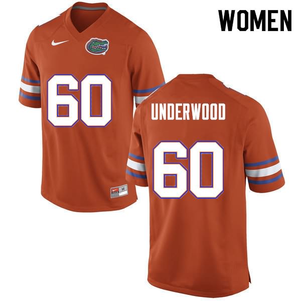 NCAA Florida Gators Houston Underwood Women's #60 Nike Orange Stitched Authentic College Football Jersey AIN4164OE